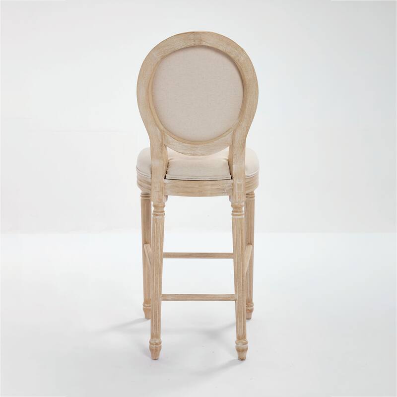 Set of 2 French Country Dining Chairs, Upholstered with Round Back Design