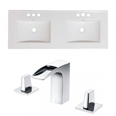 American Imaginations 59-in. W 3H8-in. Ceramic Top Set In White Color