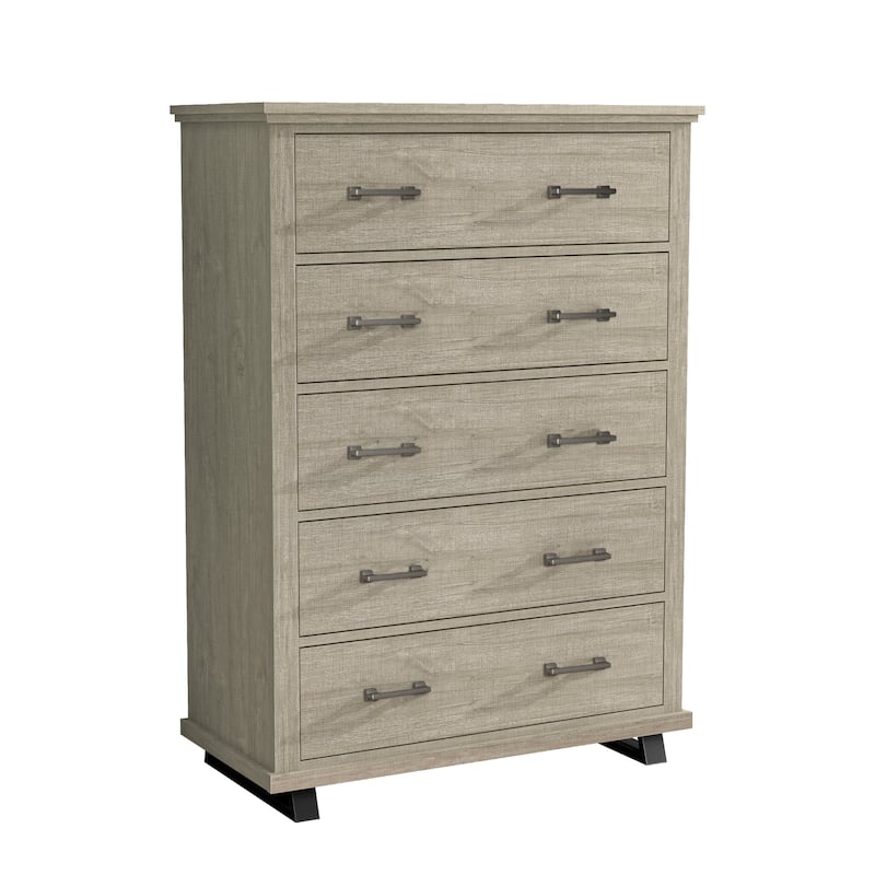 Contemporary 38" Wide Tall 5-Drawer Chest w/ Weathered