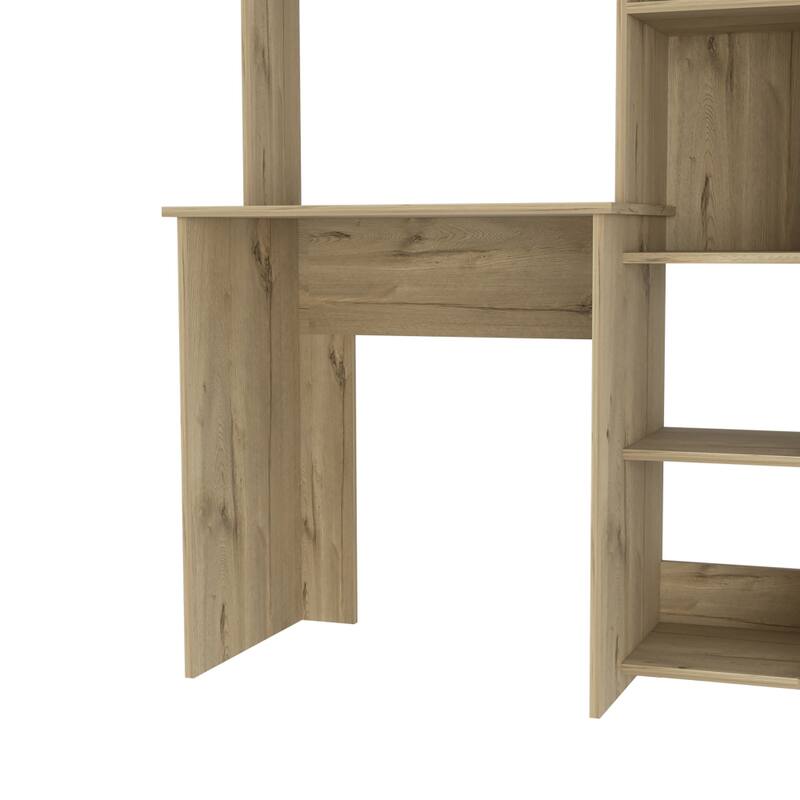 Modern Computer Desk with 5 Cubbies Hutch