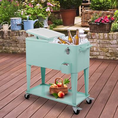 Rectangular Plastic Box Frozen Insulation Cart Mint Green