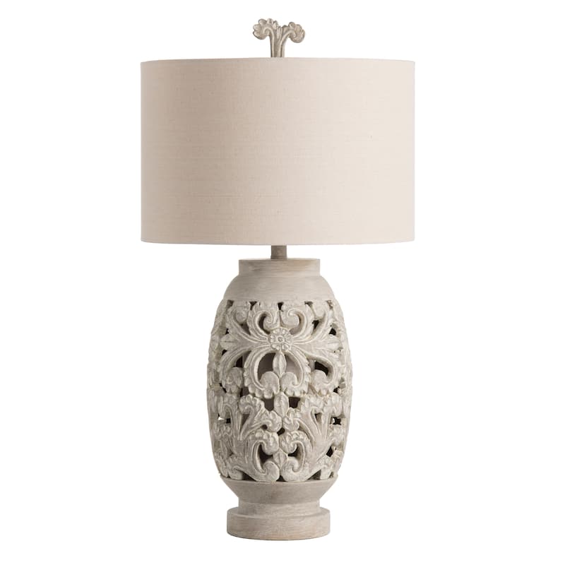 Alexandria Cement 33" Table Lamp w/LED Nightlight - 17"x17"x33" - 17"x17"x33" - Beige
