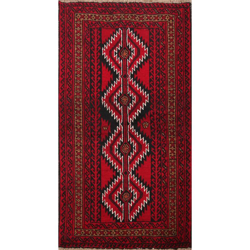 Geometric Balouch Afghan Oriental Area Rug Wool Handmade Foyer Carpet - 4'2" x 6'2"