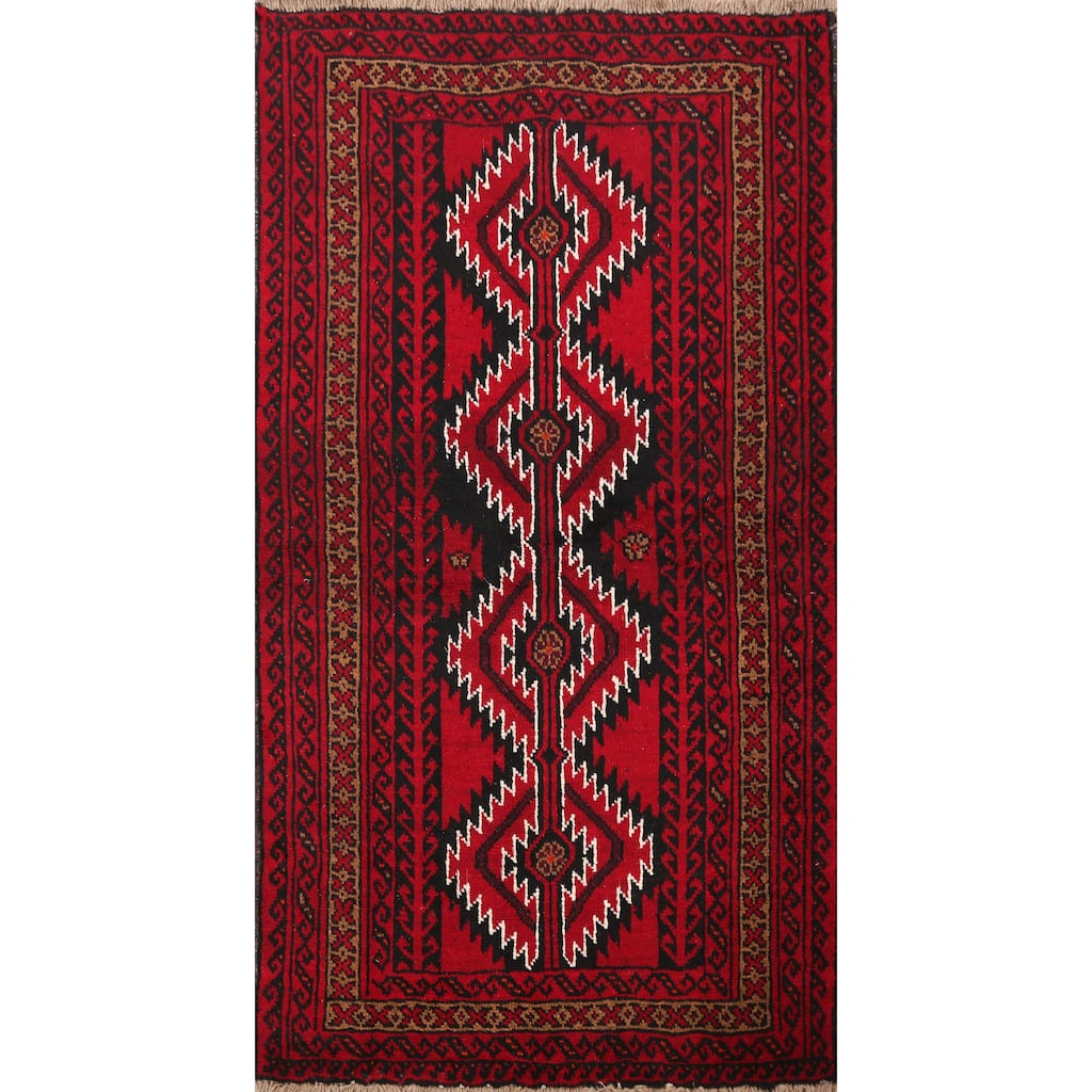 Geometric Balouch Afghan Oriental Area Rug Wool Handmade Foyer Carpet - 4'2" x 6'2"