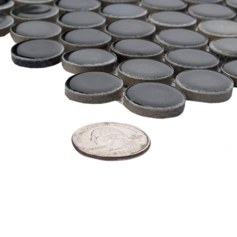 Merola Tile Hudson Penny Round Stormy Night 11-7/8" x 12-5/8" Porcelain Floor and Wall Tile