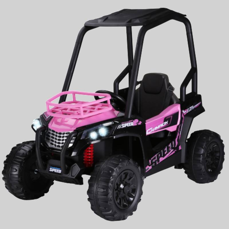 Battery Powered 12V Kids UTV Ride on Car, Music, MP3/USB, Suspension, Remote Control, for Boys & Girls - Pink