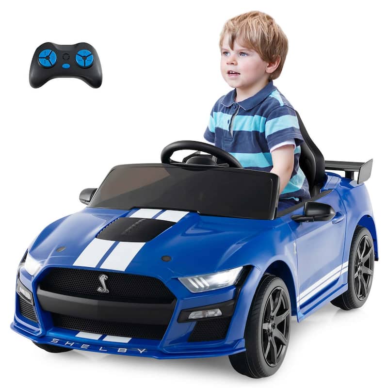 Gymax 12V Kids Ride on Car Licensed Ford Mustang Shelby GT500 w/ - Blue