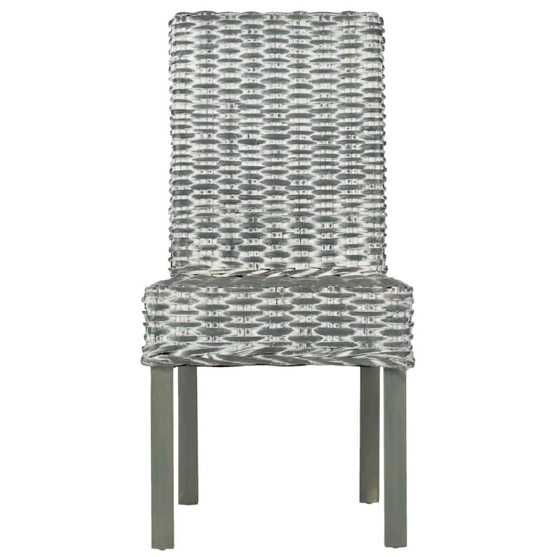 SAFAVIEH Carlyn Dining Grey Washed Wicker Dining Chair (Set of 2) - 18.5" x 23.5" x 37.5" - 19Wx24Dx38H