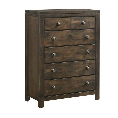 Transitional Style Wood Chest, 5 Storage Drawers, Rustic Gray