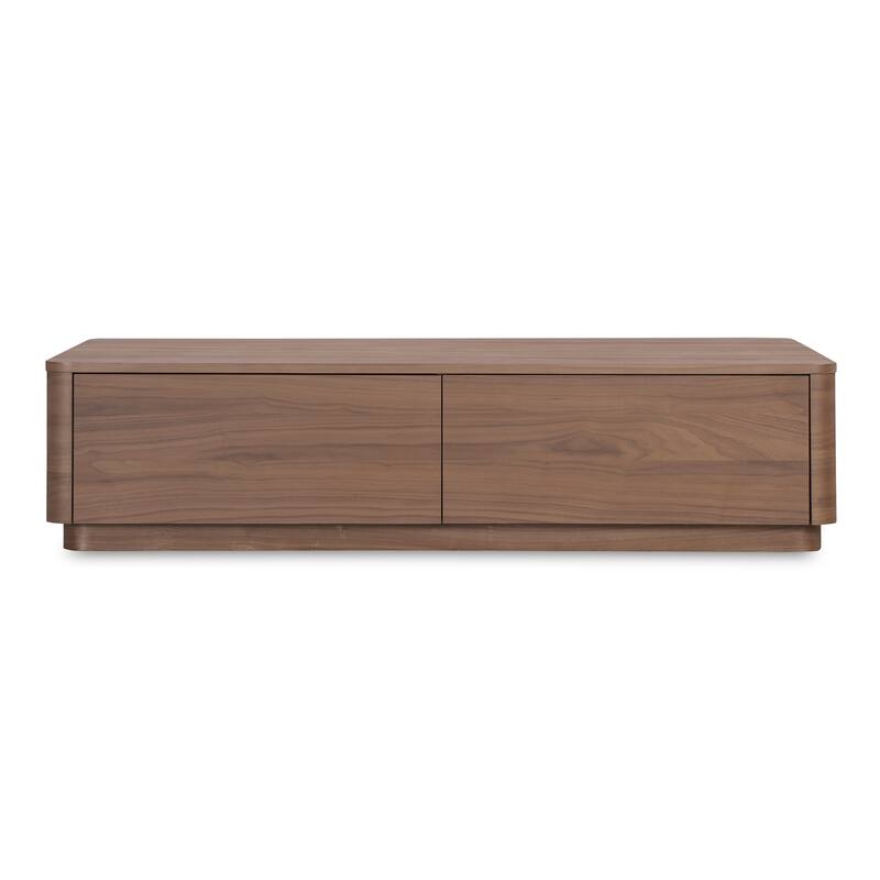 NADAAL STUDIOS Odette Coffee Table, Rectangle Walnut Veneer Top with Rubber Wood Base, Scandinavian Design, 4 Drawers, Brown - Walnut