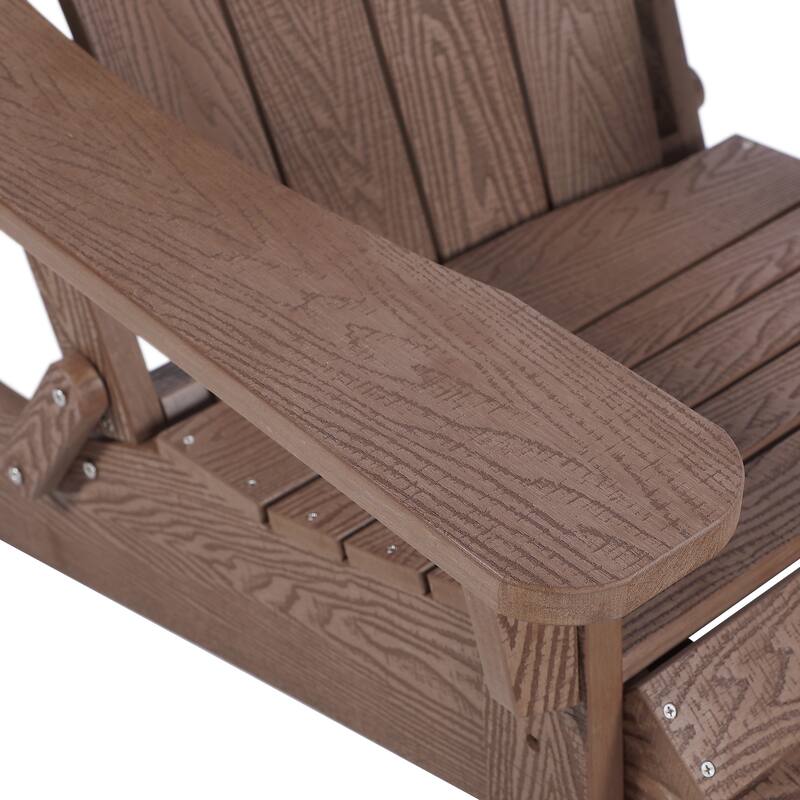Hurley Folding Poly Plastic Adirondack Chair with Pull-out Ottoman