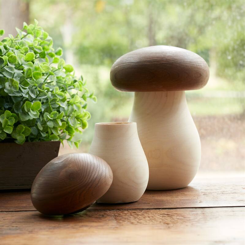 Wood Mushroom Box Decor (Set of 2)