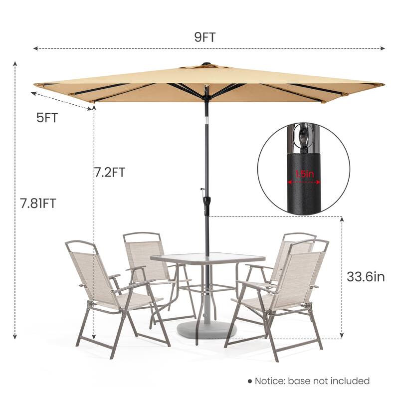 Crestlive Products 9 x 5 FT Crank-and-Tilt Patio Market Umbrella