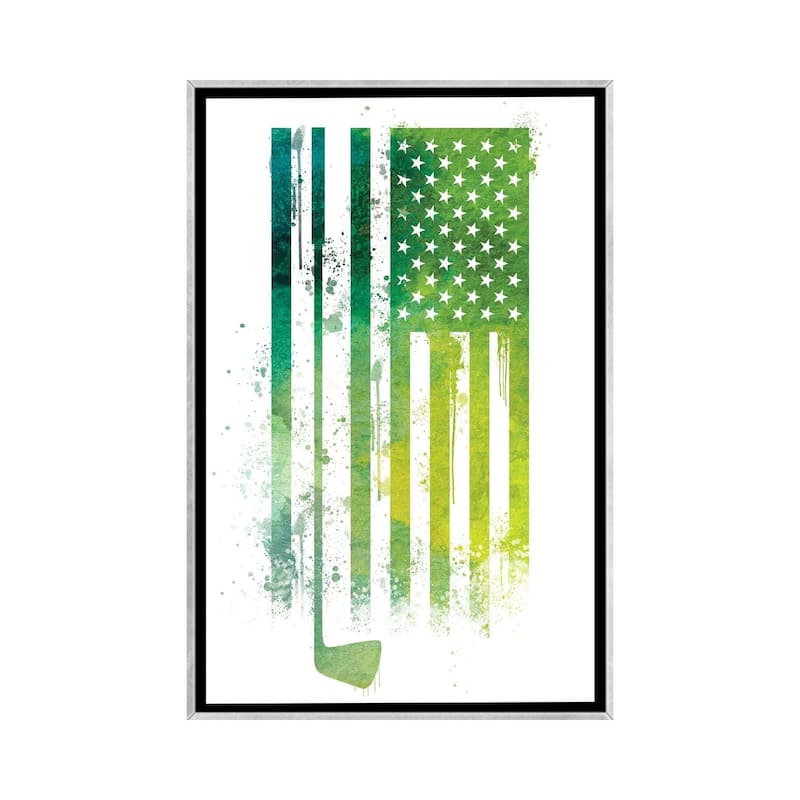iCanvas "Golf Sports Flag" by 5by5collective Framed