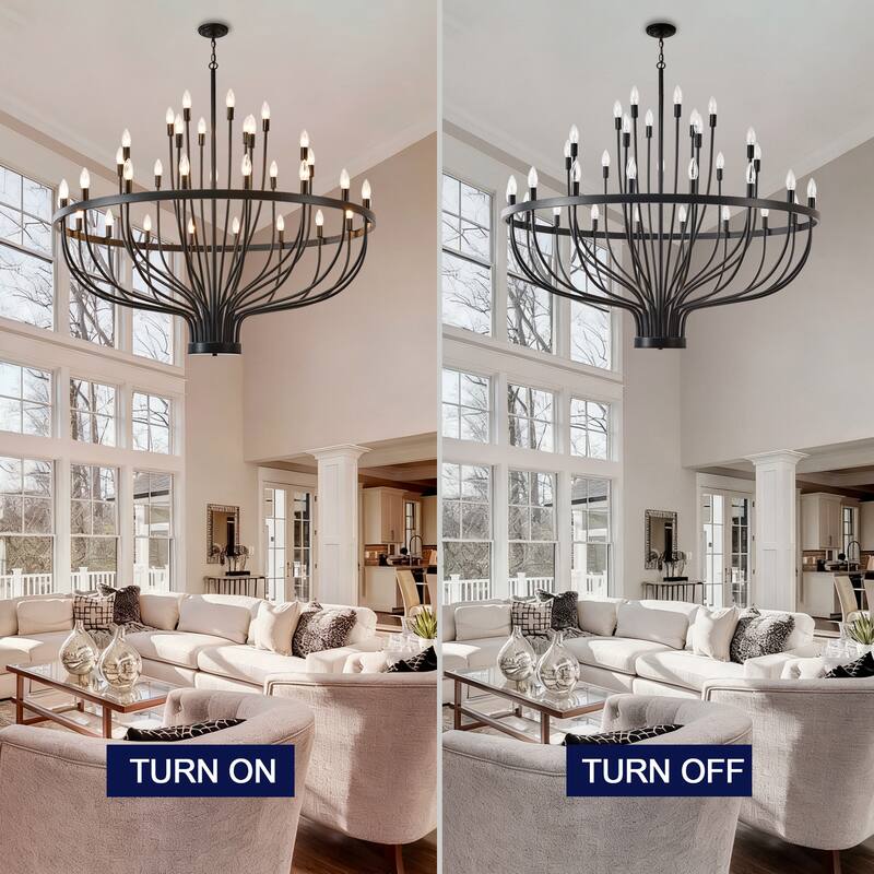 Industrial Chandelier Rustic Vintage 33-Lights Candle Style Light Fixture Large Retro