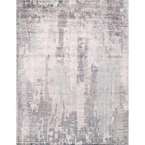 Pasargad Home Modern Collection Hand-Knotted Silk & Wool Area Rug - 9' 2" X 12' 0"