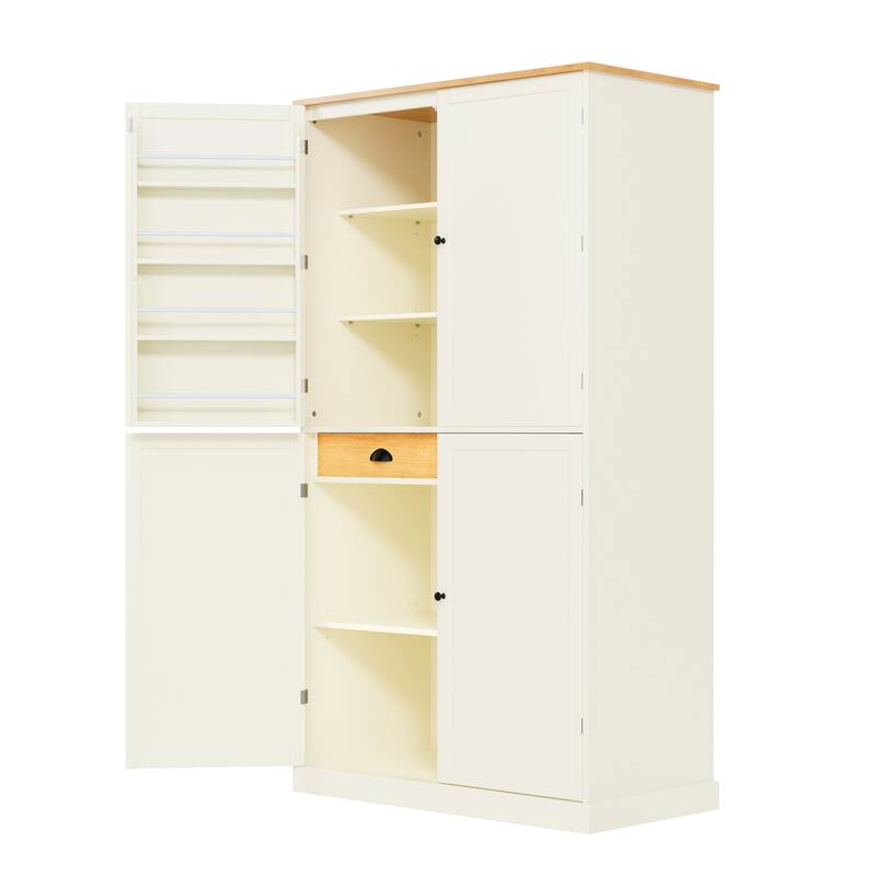 Freestanding Pantry with 2 Drawers, 8 Shelves & Adjustable Spaces for Dining Room Organization
