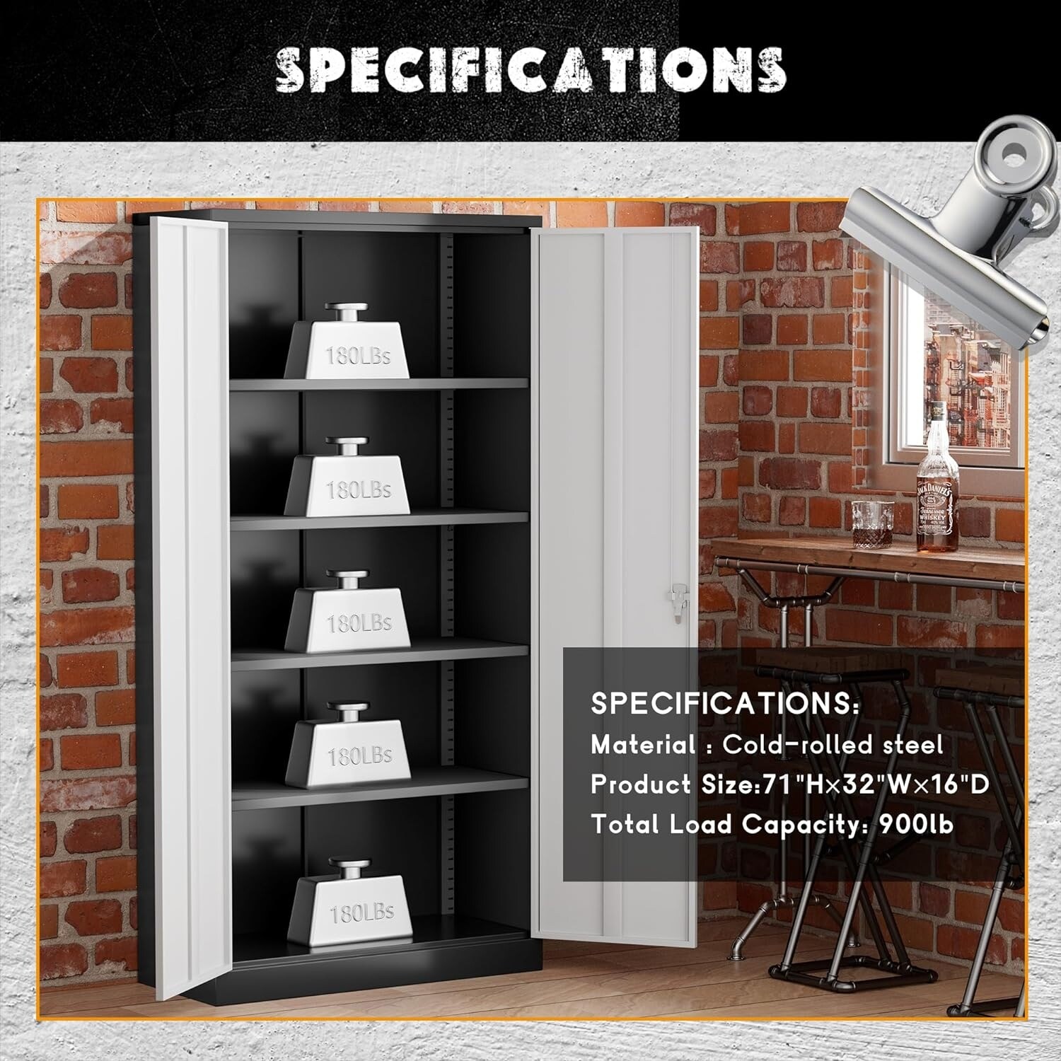 71'' H x 32'' W Metal Garage Storage Work Cabinet with Locking