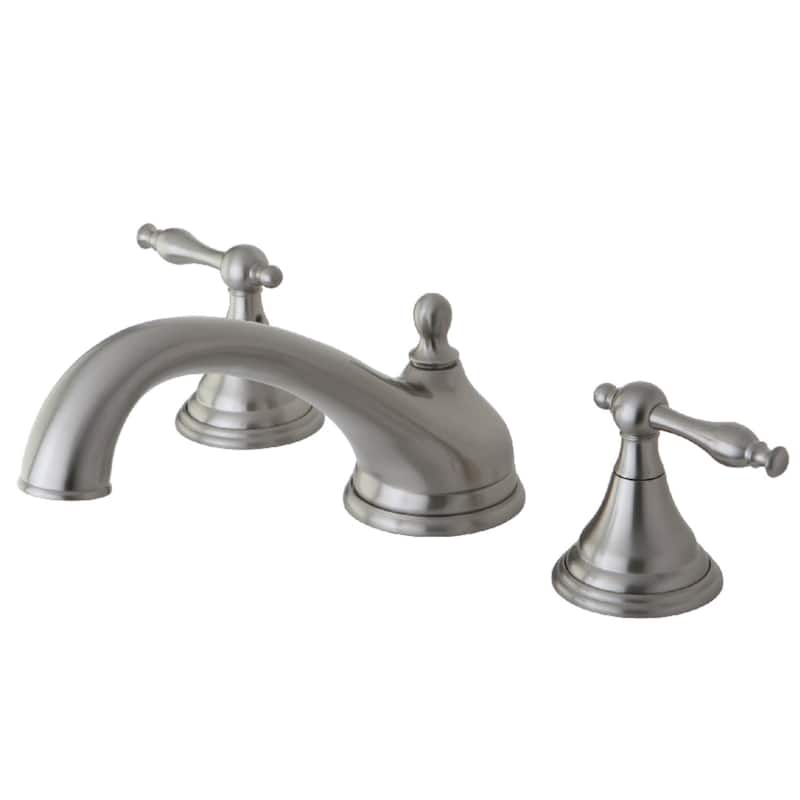 Kingston Brass Naples Deck Mounted Roman Tub Filler with Lever Handles - Brushed Nickel