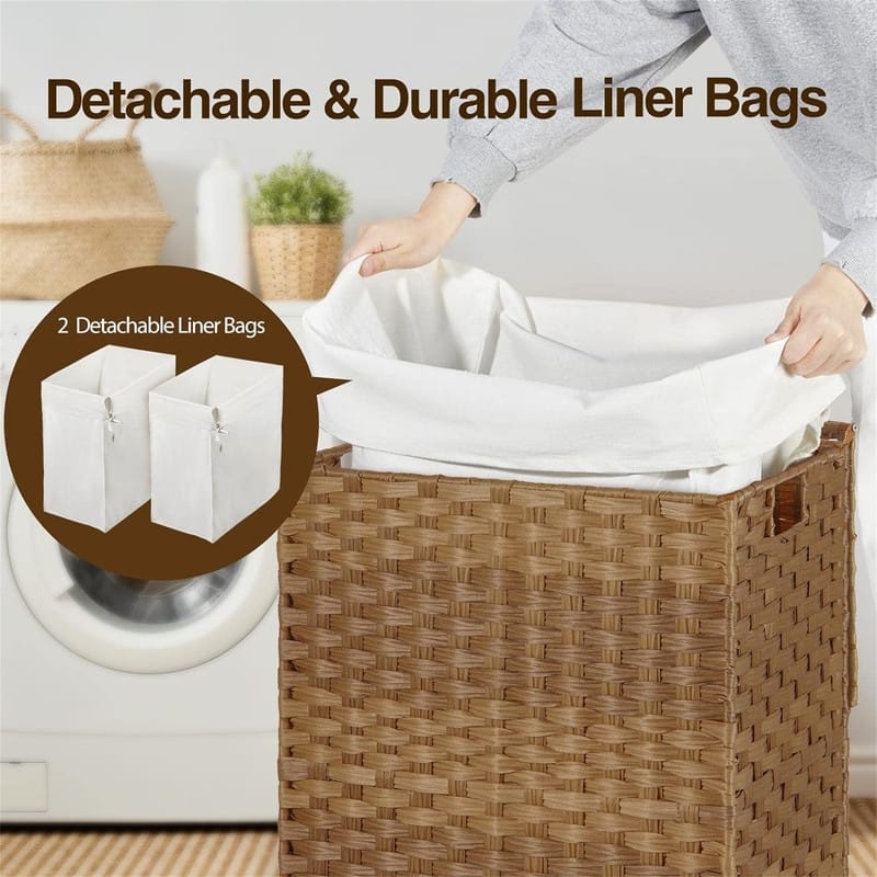 Laundry Hamper Canvas Cart Bin - 18.1"L x 13"W x 23.6"H