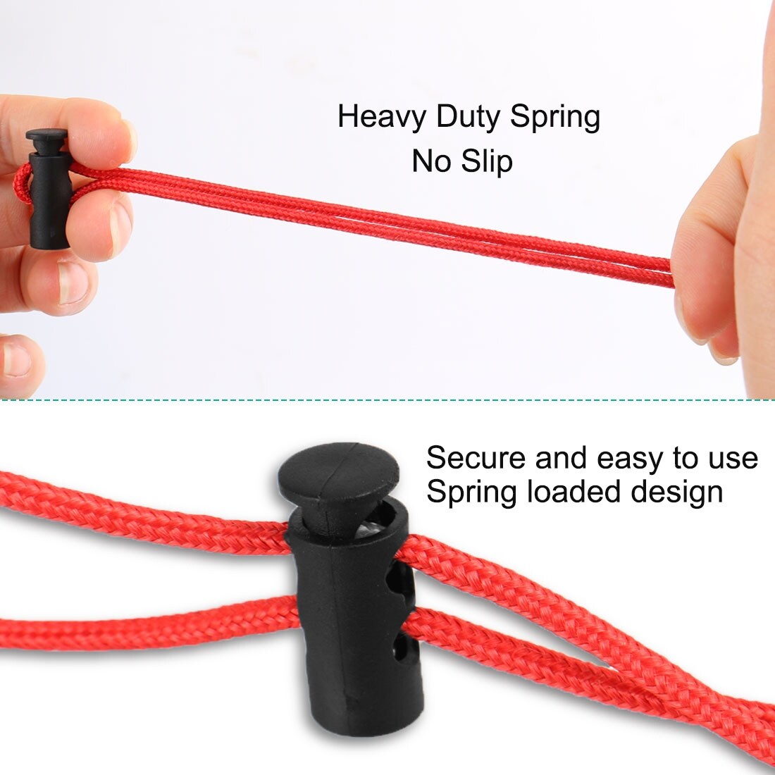 Bags Spring Stop Barrel 4mm Dia Two Holes Rope Clamp Cord Locks 30 Pcs