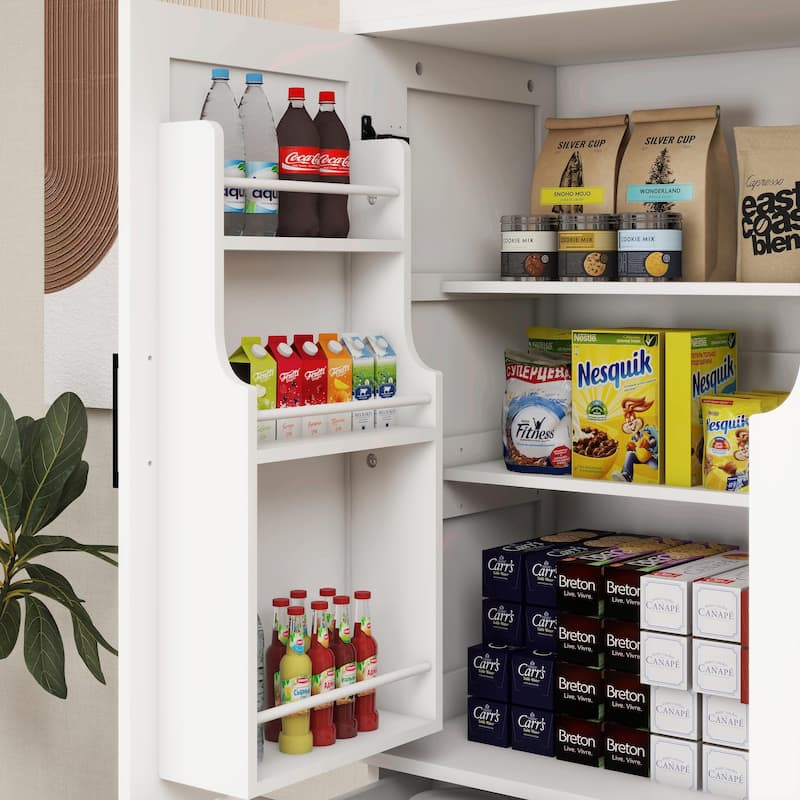 71" Kitchen Pantry Storage Cabinet with 4 Doors, 1 Drawer, 2 Adjustable Shelves