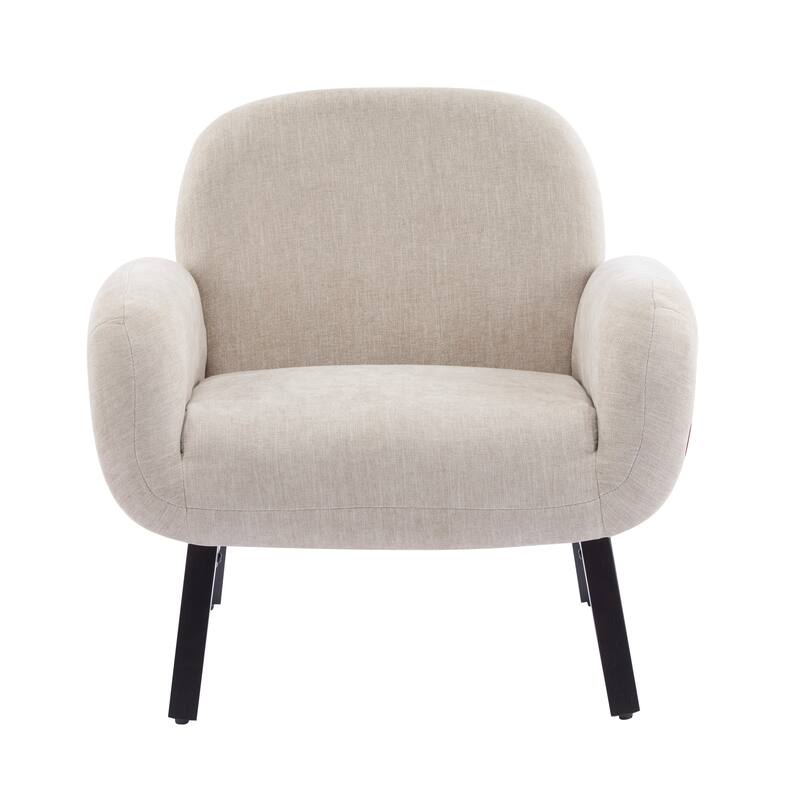 Christopher Knight Home - Modern Upholstered Accent Arm Chair with Round Arms and Solid Wood Legs