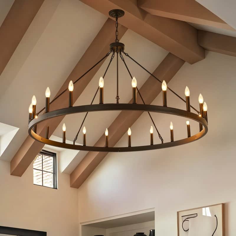 Extra Large Black Wagon Wheel Chandelier Farmhouse for Dining Room