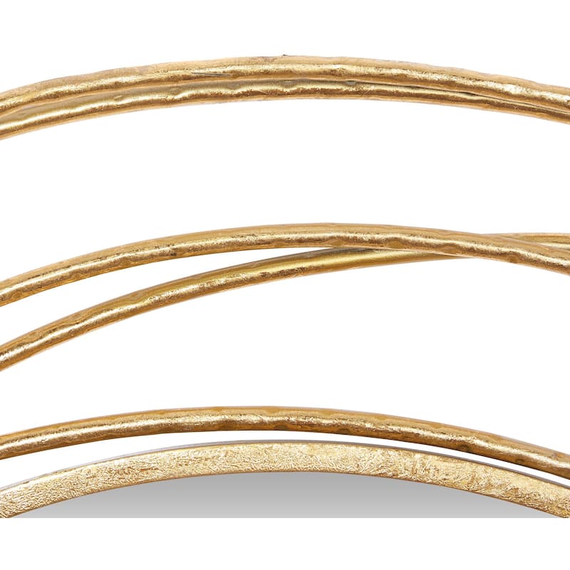 Metal Room Wall Mirror with Overlapping Ring Frame - Gold - Roche River Decor