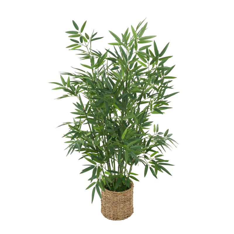 Faux Foliage Artificial Tree with Realistic Leaves and Brown Seagrass Pot - Green - Roche River Decor - 27"W x 27"L x 40"H
