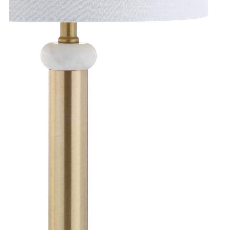 Treat 27" Metal/Marble LED Table Lamp, Gold/White by JONATHAN Y