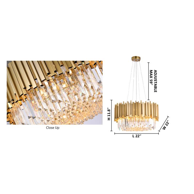 8 Light Gold Chandelier With Clear Crystal Accents