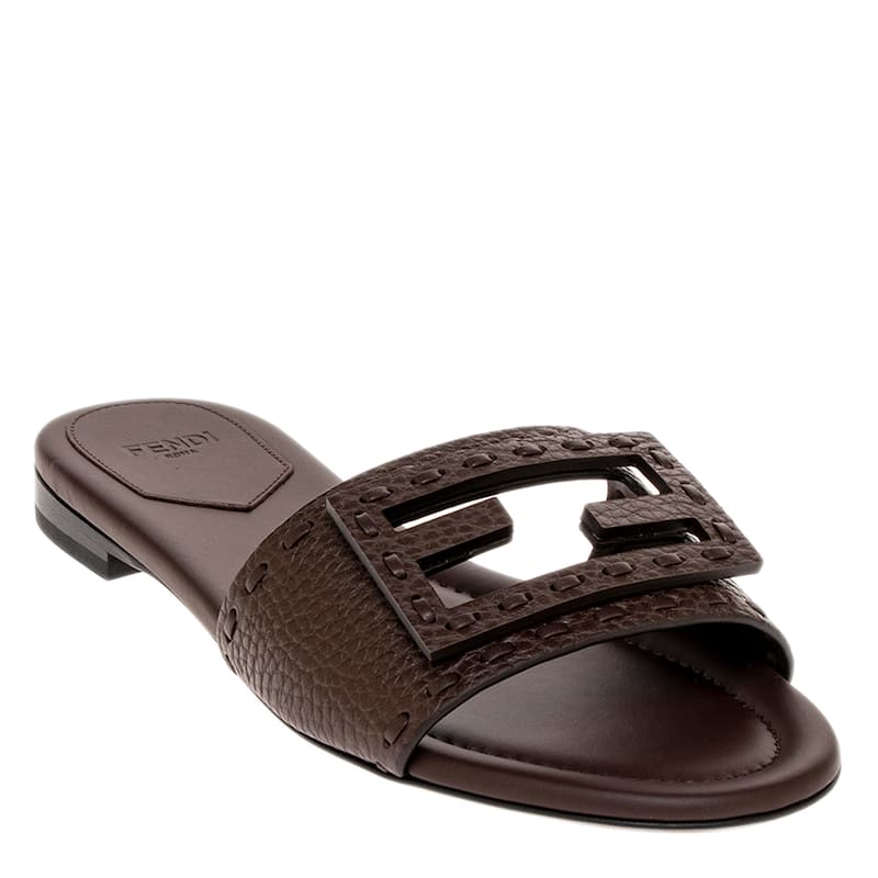 Fendi Baguette Slides - Brown - 40 EU