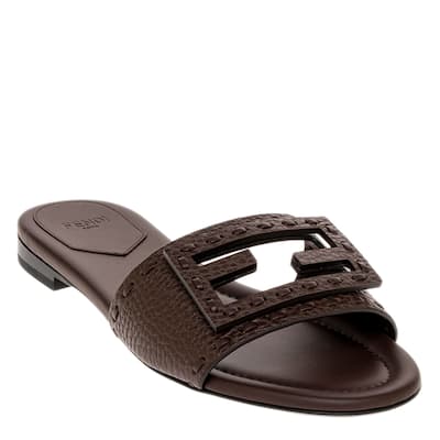 Fendi Baguette Slides - Brown
