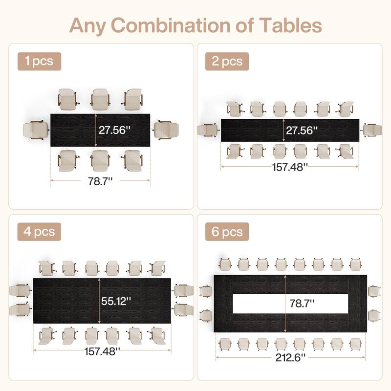 78.7" Wood Conference Table, Office Meeting Table, Boardroom Seminar Business Table