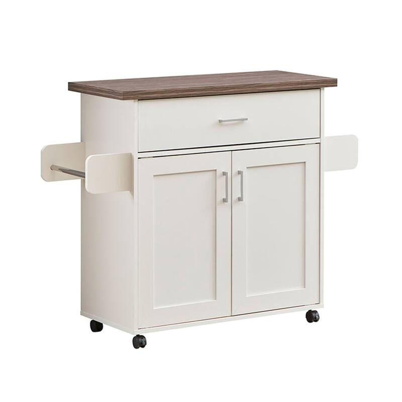 Rolling Kitchen Island Cart with Adjustable Shelves, Towel Rack, and Spice Rack