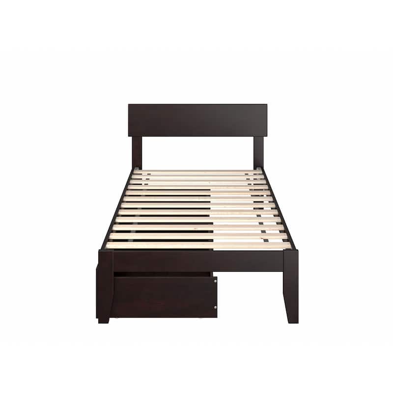 Twin Bed with Drawers - Southwestern Style Bedroom Furniture - Espresso Finish