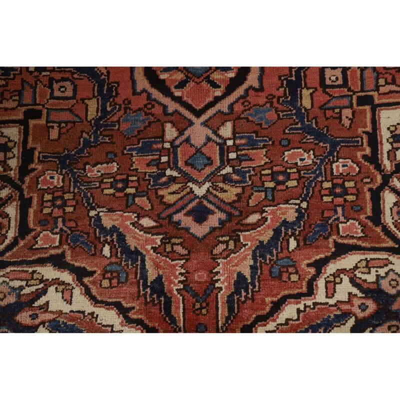 Hand Knotted Oriental 100% Wool Carpet Traditional Floral Red Heriz Area Rug - 11' 2'' X 8' 2''
