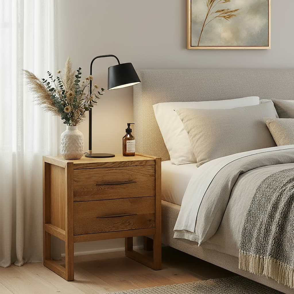 Oakley 25 in. W Rectangular Wood 2 Drawer Nightstand