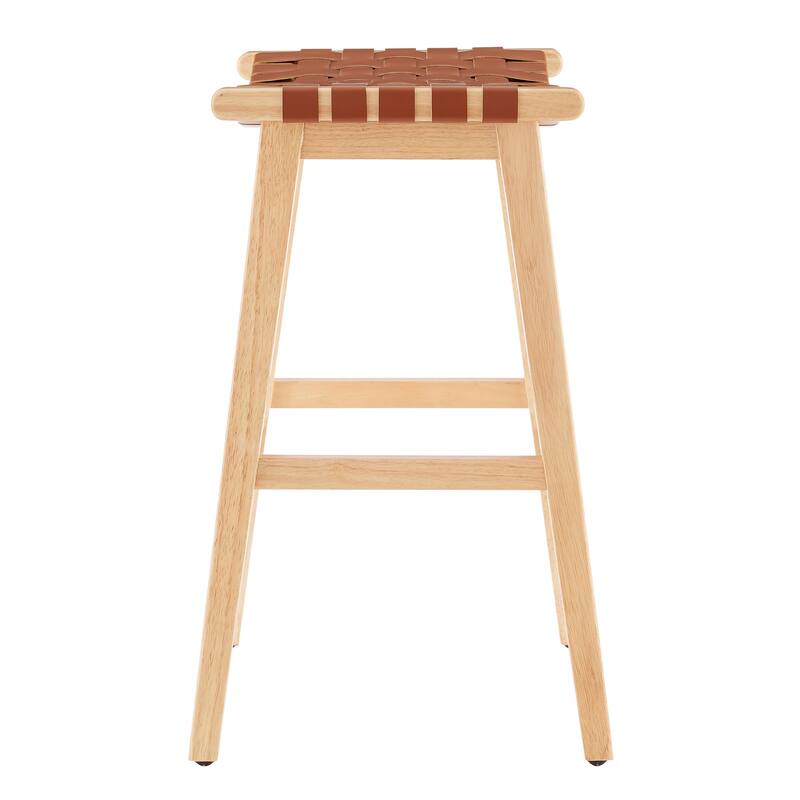 NPD Furniture Marco Faux Leather Backless Counter Stool with Natural Legs Color
