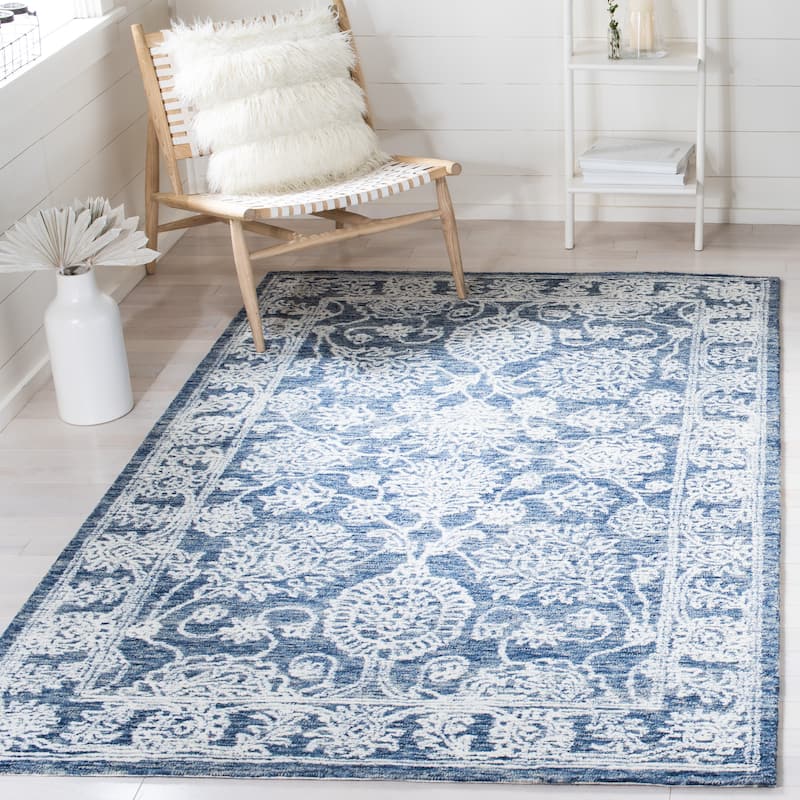 SAFAVIEH Handmade Metro Muriel French Country Wool Rug - 6' x 9' - Natural/Blue