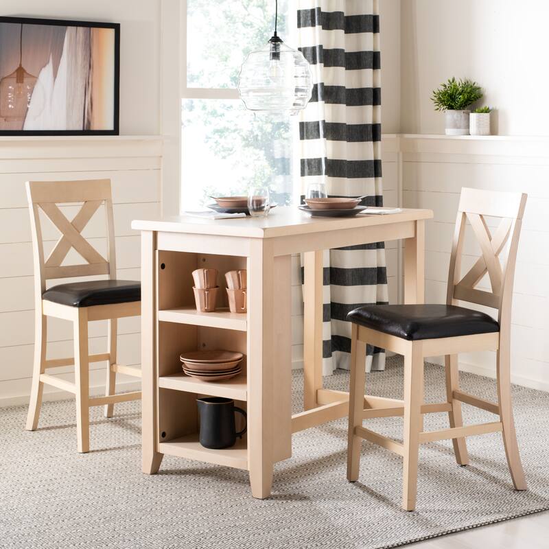 SAFAVIEH Shadya 3-Piece Wood Pub Set - 42" x 24" x 36" - 42Wx24Dx36H