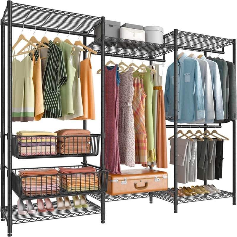 V10 Wire Garment Rack 5 Tiers Heavy Duty Clothes Rack - 15.7"D x 85.4"W x 76.4"H