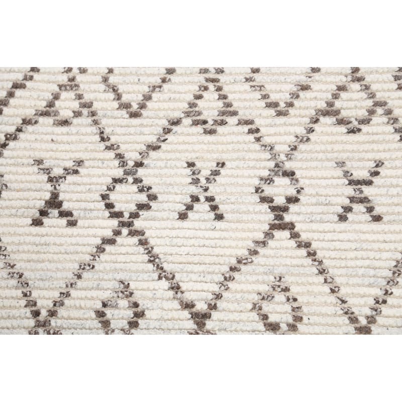 Modern Geometric Oriental Moroccan Wool Area Rug Hand-knotted - 5'0" x 7'9"