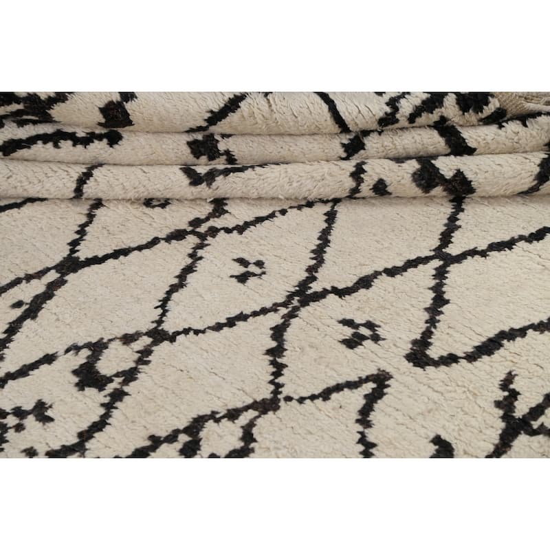 Geometric Moroccan Oriental Area Rug Hand-knotted Wool Carpet - 6'1" x 12'3"
