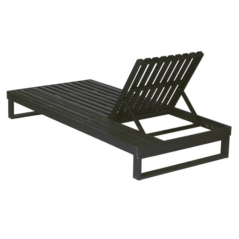 Christopher Knight Home - Modern Outdoor Acacia Wood Chaise Lounge with 4-Position Adjustable Backrest & 2-Fold Cushion