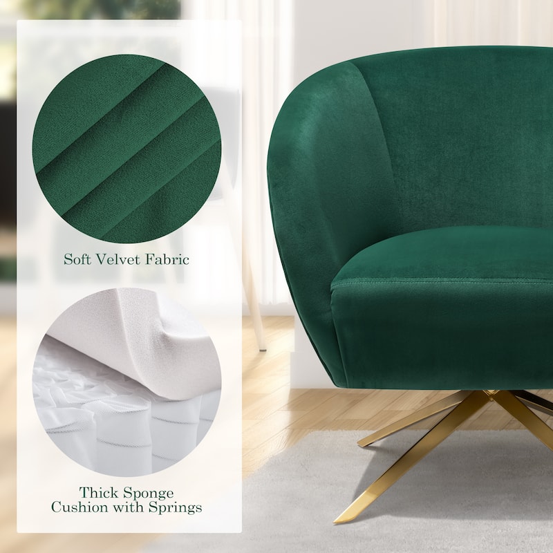 Modern Upholstered 360-degree Swivel Accent Chair Faux Leather Sofa Chair