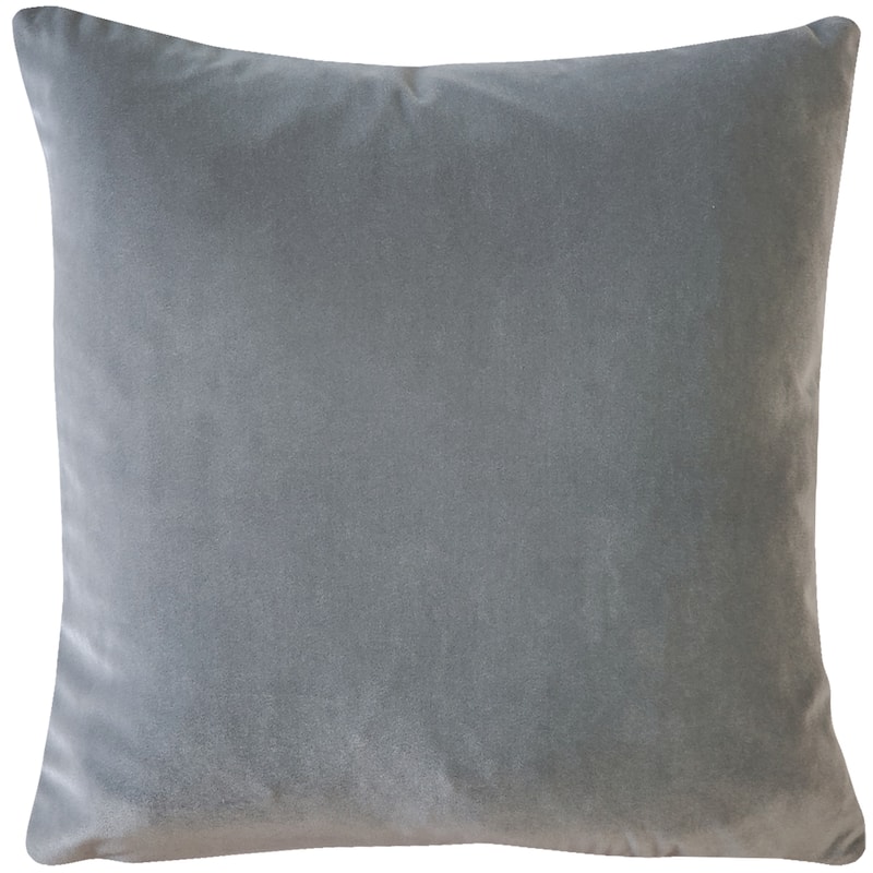 Pillow Decor Castello Soft Velvet Throw Pillows (3 Sizes, 18 Colors) - 17" x 17' - Feather Down - Silver Grey