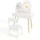 preview thumbnail 4 of 6, White Princess Makeup Dressing Desk and Chair Set with Mirror and Lights for Kids - 27.5" x 13.5" x 40"