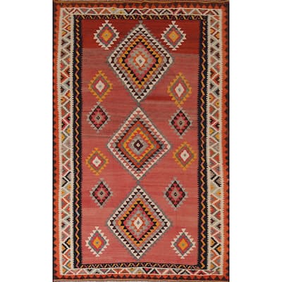 Tribal Kilim Qashqai Persian Vintage Rug Flatweave Wool Carpet - 5'2"x 8'2"